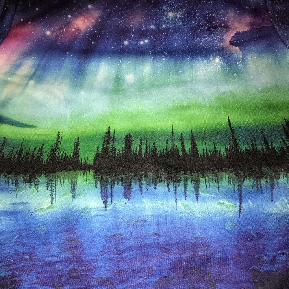 Super Cool Polar Lights and Cosmic Graphic Hoodie